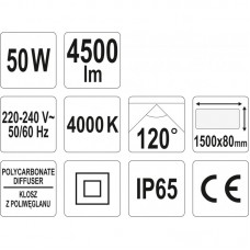 YATO Lampa led ermetica IP65, 50 W, 4000 K..